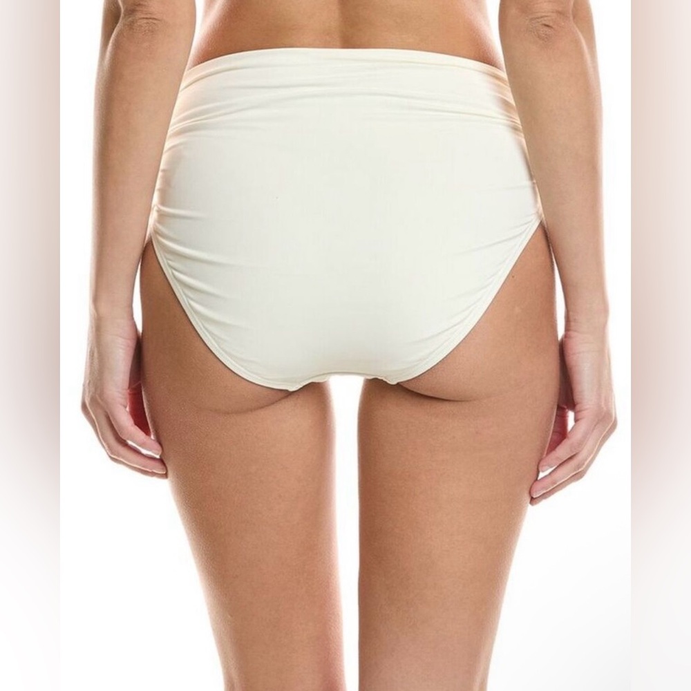 Vince Camuto Cream High-Waist Ruched Bikini Bottom Size Medium - Picture 3 of 9